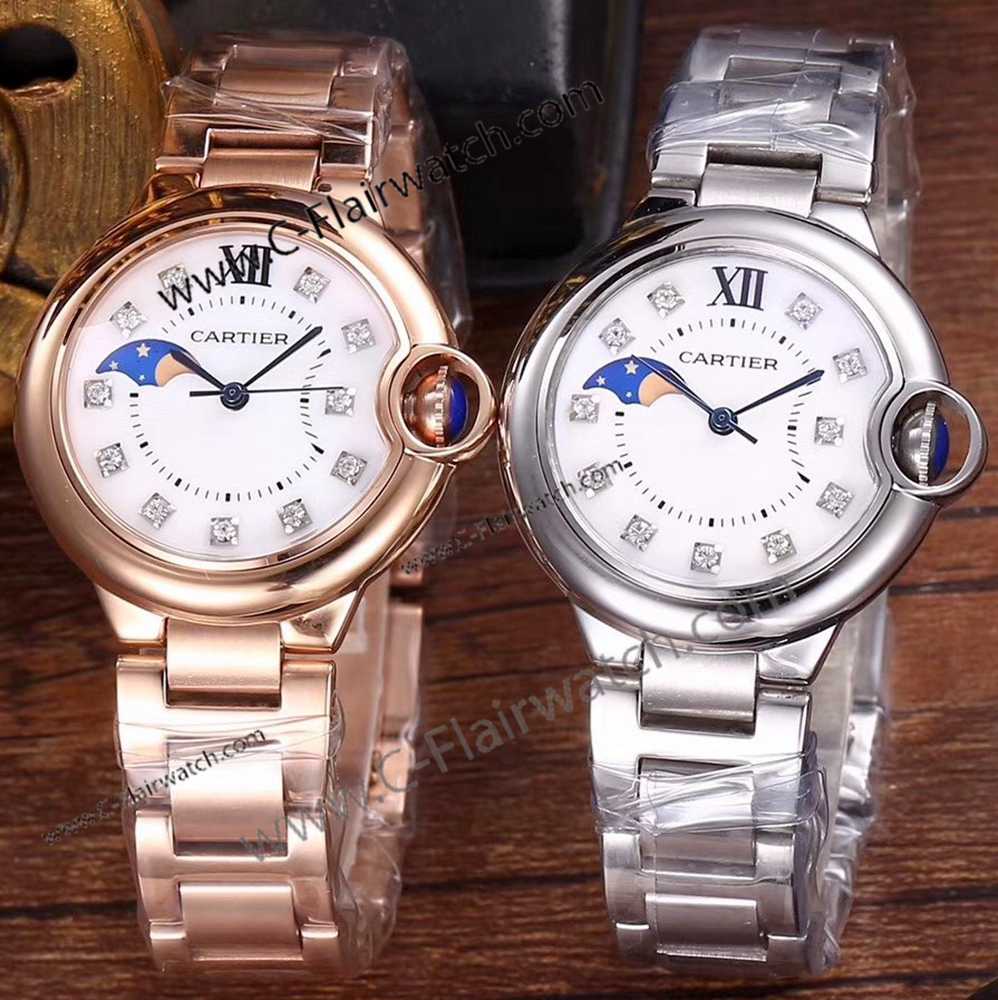 Ballon Bleu de Cartier Moon Phase Replica White Face